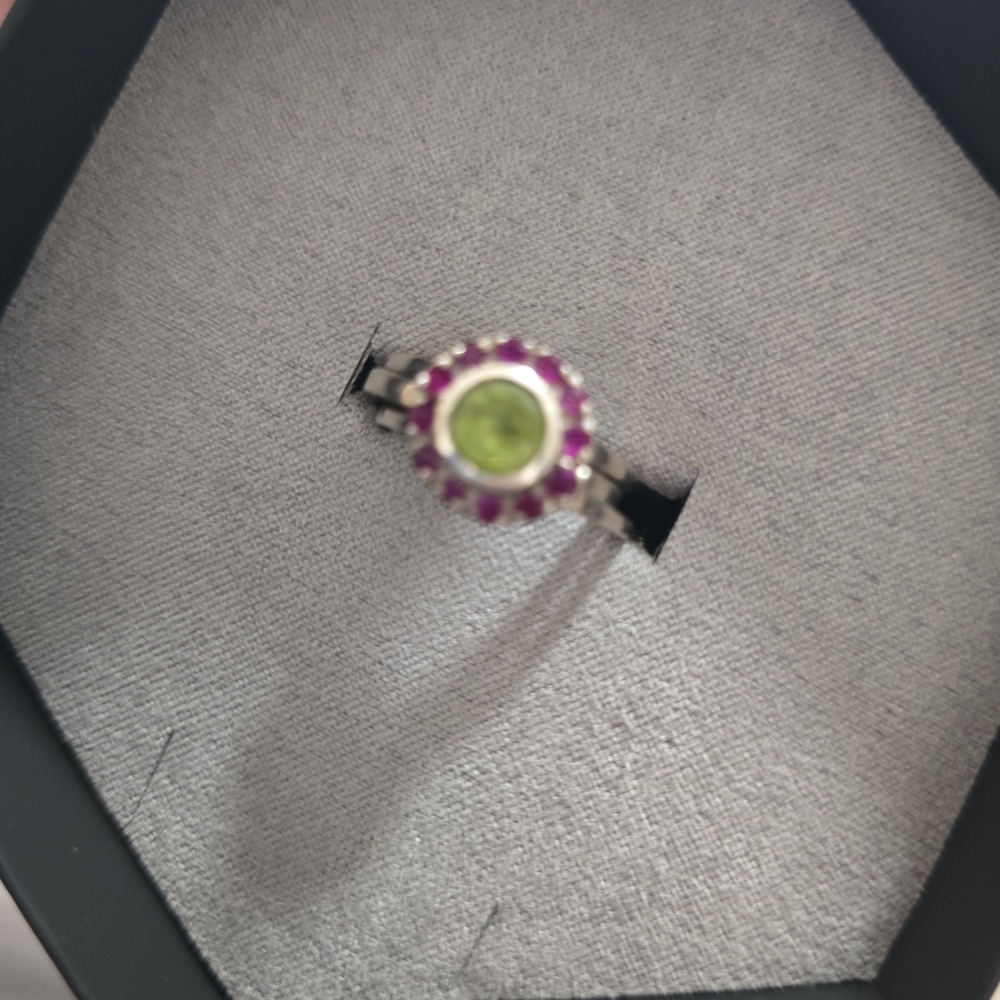Peridot And Ruby Gemstone Ring - image 2
